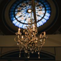 Chandelier & Stain Glass Window